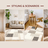 Ultra Soft Area Rug, Non Slip, Stain Resistant, Washable Area Rugs for Living Room, Bedroom, Stylish Cream Geometric Accent(Beige)