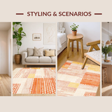 Ultra Soft Area Rug, Non Slip, Stain Resistant, Washable Area Rugs for Living Room, Bedroom, Dynamic Geometric Cream Accent(Orange)