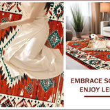 Ultra Soft Area Rug, Non Slip, Stain Resistant, Washable Area Rugs for Living Room, Bedroom, Tribal Distressed Ethnic Aesthetic(Red)