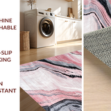 Ultra Soft Area Rug, Non Slip, Stain Resistant, Washable Area Rugs for Living Room, Bedroom, Artistic Marble-Inspired Decorative Piece(Pink)