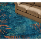 Ultra Soft Area Rug, Non Slip, Stain Resistant, Washable Area Rugs for Living Room, Bedroom, Tropical Ethnic Floral Motif(Blue)