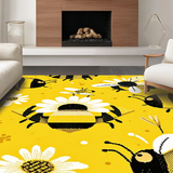 Ultra Soft Area Rug, Non Slip, Stain Resistant, Washable Area Rugs for Living Room, Bedroom, Lively Floral Circle Visual Appeal(Yellow)