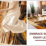 Ultra Soft Area Rug, Non Slip, Stain Resistant, Washable Area Rugs for Living Room, Bedroom, Chic Irregular Striped Aesthetic(Gold)