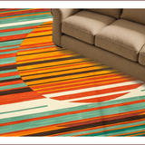 Ultra Soft Area Rug, Non Slip, Stain Resistant, Washable Area Rugs for Living Room, Bedroom, Chic Color Blocked Patterned Delight(Orange)