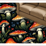 Ultra Soft Area Rug, Non Slip, Stain Resistant, Washable Area Rugs for Living Room, Bedroom, Witchy Black Mushroom Kitchen Runner Rug(Red)