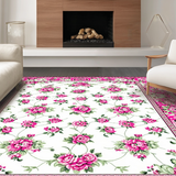 Ultra Soft Area Rug, Non Slip, Stain Resistant, Washable Area Rugs for Living Room, Bedroom, Graceful Nature-Inspired Design(White)