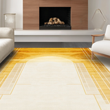 Ultra Soft Area Rug, Non Slip, Stain Resistant, Washable Area Rugs for Living Room, Bedroom, Dynamic Modern Sunray Illustration(Gold)