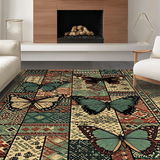 Ultra Soft Area Rug, Non Slip, Stain Resistant, Washable Area Rugs for Living Room, Bedroom, Whimsical Butterfly Patchwork Aesthetic(Red)