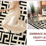 Ultra Soft Area Rug, Non Slip, Stain Resistant, Washable Area Rugs for Living Room, Bedroom, Chic Modern Greek Key Arrangement(Beige)