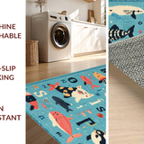 Ultra Soft Area Rug, Non Slip, Stain Resistant, Washable Area Rugs for Living Room, Bedroom, Preschool ABC Number Educational Ocean Creature Play Area Rug(Blue)