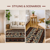 Ultra Soft Area Rug, Non Slip, Stain Resistant, Washable Area Rugs for Living Room, Bedroom, Vibrant Earth Tones with Tribal Motifs(Brown)