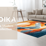 Ultra Soft Area Rug, Non Slip, Stain Resistant, Washable Area Rugs for Living Room, Bedroom, Stylish Ombre Mountain Scene(Orange)