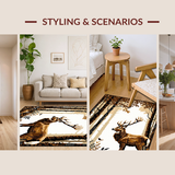 Ultra Soft Area Rug, Non Slip, Stain Resistant, Washable Area Rugs for Living Room, Bedroom, Lively Pastel Forest Creatures(Brown)