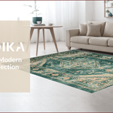 Ultra Soft Area Rug, Non Slip, Stain Resistant, Washable Area Rugs for Living Room, Bedroom, Elegant Abstract Tiled Composition(Green)