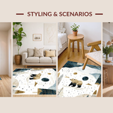 Ultra Soft Area Rug, Non Slip, Stain Resistant, Washable Area Rugs for Living Room, Bedroom, Tranquil Watercolor Sky and Bears(Gray)