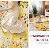 Ultra Soft Area Rug, Non Slip, Stain Resistant, Washable Area Rugs for Living Room, Bedroom, Elegant Warm Tones Floral Design(Yellow)