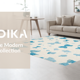 Ultra Soft Area Rug, Non Slip, Stain Resistant, Washable Area Rugs for Living Room, Bedroom, Boho Blue Bow Rug:  Stylish Flat-Weave Area Rug(Beige)