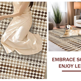 Ultra Soft Area Rug, Non Slip, Stain Resistant, Washable Area Rugs for Living Room, Bedroom, Rustic Brown Abstract Geometry(Beige)