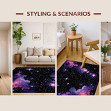 Ultra Soft Area Rug, Non Slip, Stain Resistant, Washable Area Rugs for Living Room, Bedroom, Enchanting Solar System Design(Purple)