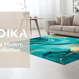 Ultra Soft Area Rug, Non Slip, Stain Resistant, Washable Area Rugs for Living Room, Bedroom, Chic Abstract Artful Turquoise(Blue)
