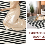 Ultra Soft Area Rug, Non Slip, Stain Resistant, Washable Area Rugs for Living Room, Bedroom, Hand Woven Rug: Bold Contrast Stripe Woven Floor Accent(Black)