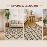 Ultra Soft Area Rug, Non Slip, Stain Resistant, Washable Area Rugs for Living Room, Bedroom, Modern Natural Weave Arrangement(Beige)