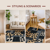 Ultra Soft Area Rug, Non Slip, Stain Resistant, Washable Area Rugs for Living Room, Bedroom, Minimalist Contemporary Print Inspiration(Black)