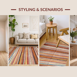 Ultra Soft Area Rug, Non Slip, Stain Resistant, Washable Area Rugs for Living Room, Bedroom, Lively Warm Toned Weave(Red)