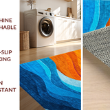 Ultra Soft Area Rug, Non Slip, Stain Resistant, Washable Area Rugs for Living Room, Bedroom, Vibrant Abstract Geometric Theme(Orange)