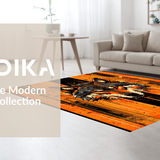 Ultra Soft Area Rug, Non Slip, Stain Resistant, Washable Area Rugs for Living Room, Bedroom, Dynamic Urban Wildlife Design(Orange)