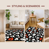 Ultra Soft Area Rug, Non Slip, Stain Resistant, Washable Area Rugs for Living Room, Bedroom, Contemporary Dark Humor Design(Black)