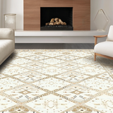 Ultra Soft Area Rug, Non Slip, Stain Resistant, Washable Area Rugs for Living Room, Bedroom, Rustic Ogee Design with Tassels(Beige)
