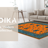 Ultra Soft Area Rug, Non Slip, Stain Resistant, Washable Area Rugs for Living Room, Bedroom, Playful Orange and Blue Fusion(Orange)