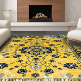 Ultra Soft Area Rug, Non Slip, Stain Resistant, Washable Area Rugs for Living Room, Bedroom, Rustic Vintage Symmetrical Style(Gold)
