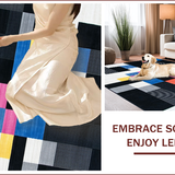 Ultra Soft Area Rug, Non Slip, Stain Resistant, Washable Area Rugs for Living Room, Bedroom, Sleek Abstract Linear Motif(Black)