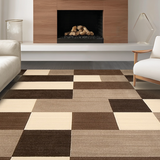 Ultra Soft Area Rug, Non Slip, Stain Resistant, Washable Area Rugs for Living Room, Bedroom, Chic Earthy Checkerboard Aesthetic(Beige)
