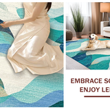 Ultra Soft Area Rug, Non Slip, Stain Resistant, Washable Area Rugs for Living Room, Bedroom, Coastal Wave Motif Runner Rug Nautical Shell Pattern Ocean Breeze Floor Decor(Blue)
