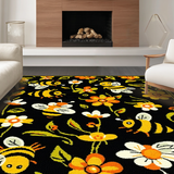 Ultra Soft Area Rug, Non Slip, Stain Resistant, Washable Area Rugs for Living Room, Bedroom, Elegant Nature-Inspired Curves(Black)