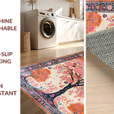 Ultra Soft Area Rug, Non Slip, Stain Resistant, Washable Area Rugs for Living Room, Bedroom, Contemporary Lush Floral Aesthetic(Pink)