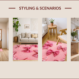 Ultra Soft Area Rug, Non Slip, Stain Resistant, Washable Area Rugs for Living Room, Bedroom, bow shaped coquette bathmat(Pink)