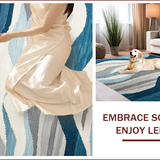 Ultra Soft Area Rug, Non Slip, Stain Resistant, Washable Area Rugs for Living Room, Bedroom, Elegant Oceanic Blue Palette(Gray)