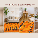 Ultra Soft Area Rug, Non Slip, Stain Resistant, Washable Area Rugs for Living Room, Bedroom, Eye-Catching Nature Inspired Pattern(Orange)