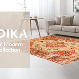 Ultra Soft Area Rug, Non Slip, Stain Resistant, Washable Area Rugs for Living Room, Bedroom, Luxurious Earth Tone Trellis Design(Orange)