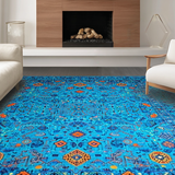 Contemporary Blue Orange Tiled Elegance(Blue)