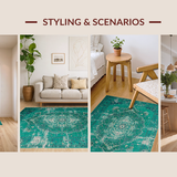Ultra Soft Area Rug, Non Slip, Stain Resistant, Washable Area Rugs for Living Room, Bedroom, Sophisticated Green-Blue Harmony(Blue)