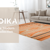 Ultra Soft Area Rug, Non Slip, Stain Resistant, Washable Area Rugs for Living Room, Bedroom, Geometric Vibrant Rustic Motif(Orange)