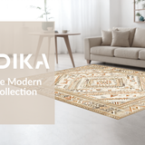 Ultra Soft Area Rug, Non Slip, Stain Resistant, Washable Area Rugs for Living Room, Bedroom, Striking Transitional Circular Design(Beige)
