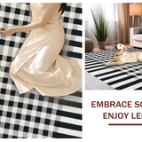 Ultra Soft Area Rug, Non Slip, Stain Resistant, Washable Area Rugs for Living Room, Bedroom, Timeless Dual-Tone Linear Pattern Woven Rug For Sophisticated Spaces(Black)