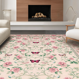 Ultra Soft Area Rug, Non Slip, Stain Resistant, Washable Area Rugs for Living Room, Bedroom, Charming Pink Floral Whirl Patterns(Pink)
