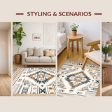 Ultra Soft Area Rug, Non Slip, Stain Resistant, Washable Area Rugs for Living Room, Bedroom, Lively Geometric Fusion Artwork(Beige)